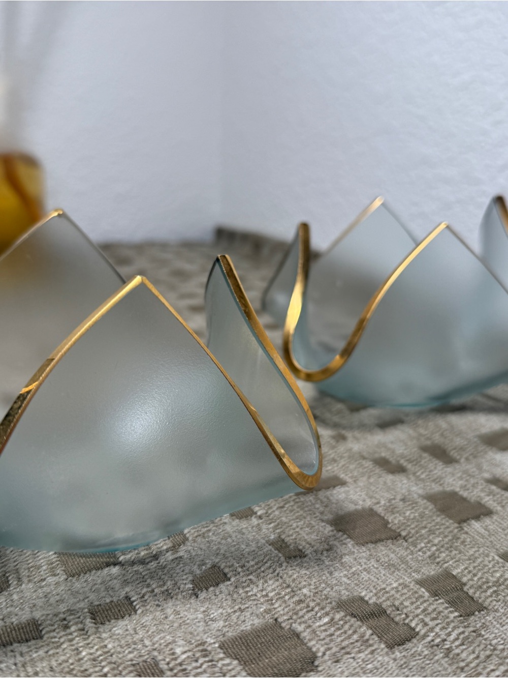 Vintage Annieglass Handkerchief Votive Candle Holders Frosted 24 Rim Signed 2pcs